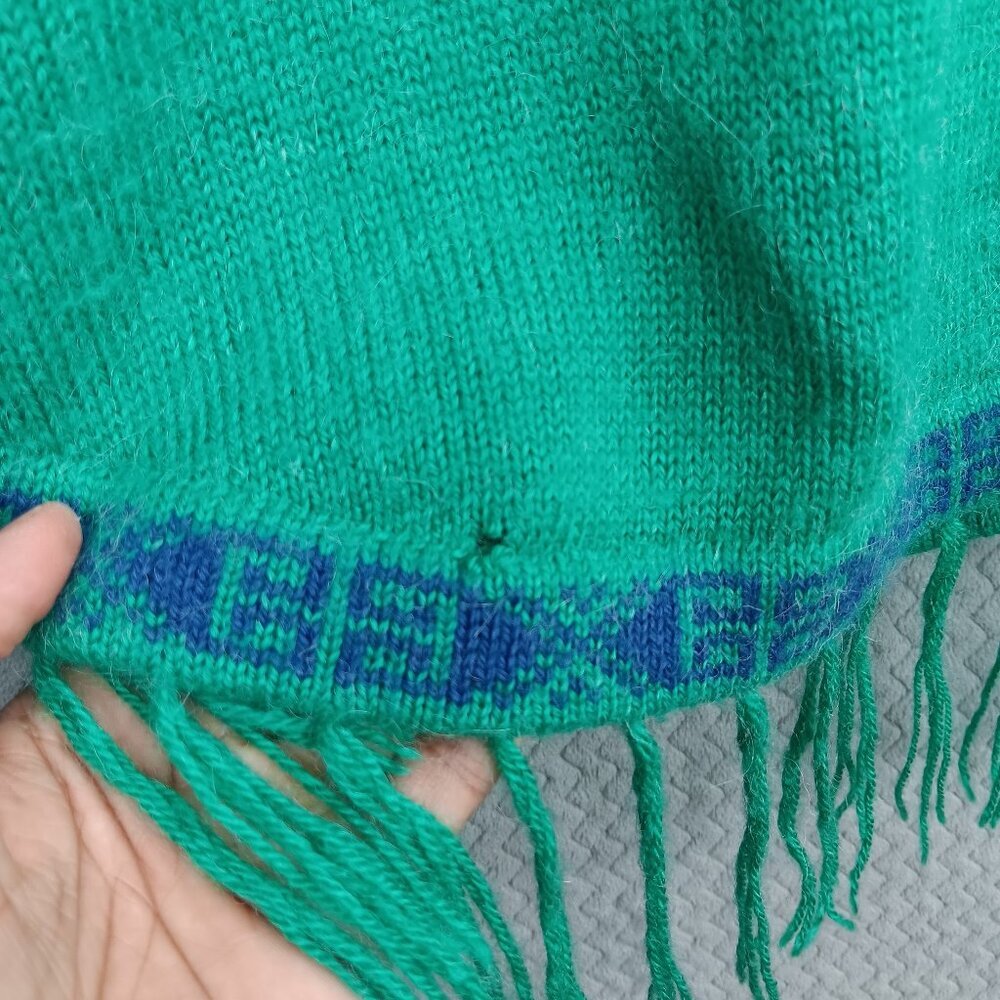 ALPACA CONNECTION Women's Hoodie Sweater XL Green Fringe Boho Hippie Aztec - Picture 7 of 8